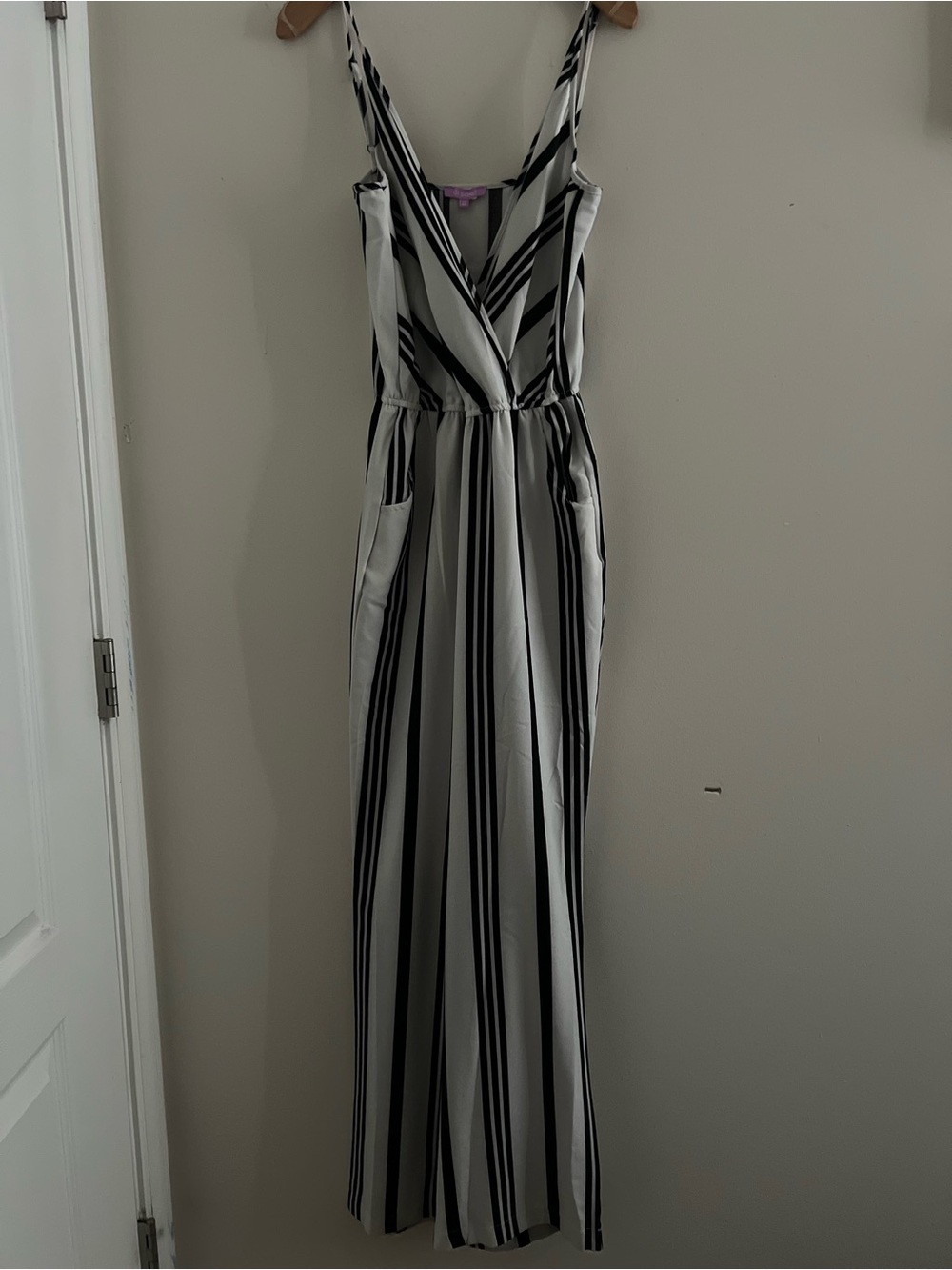 Ci sono black and white vertical striped jumpsuit size M #stripes #jumpsuit #y2k